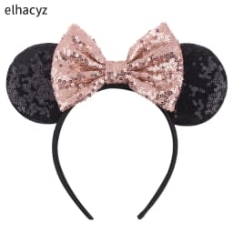 Mouse Ear Hairbands For Girls 5" Hair Bows Big Flip Sequins Ears DIY Kids Hair Accessories Headband Boutique Mujer