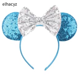 Mouse Ear Hairbands For Girls 5" Hair Bows Big Flip Sequins Ears DIY Kids Hair Accessories Headband Boutique Mujer