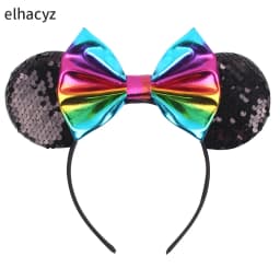 Mouse Ear Hairbands For Girls 5" Hair Bows Big Flip Sequins Ears DIY Kids Hair Accessories Headband Boutique Mujer