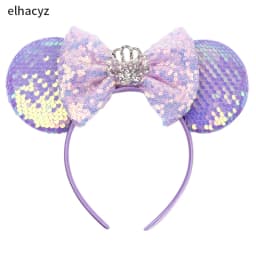 Mouse Ear Hairbands For Girls 5" Hair Bows Big Flip Sequins Ears DIY Kids Hair Accessories Headband Boutique Mujer