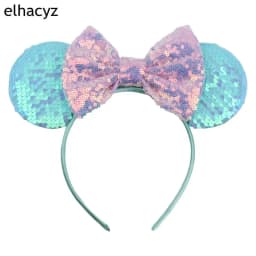 Mouse Ear Hairbands For Girls 5" Hair Bows Big Flip Sequins Ears DIY Kids Hair Accessories Headband Boutique Mujer