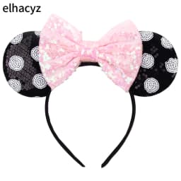 Mouse Ear Hairbands For Girls 5" Hair Bows Big Flip Sequins Ears DIY Kids Hair Accessories Headband Boutique Mujer