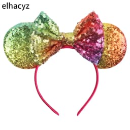 Mouse Ear Hairbands For Girls 5" Hair Bows Big Flip Sequins Ears DIY Kids Hair Accessories Headband Boutique Mujer