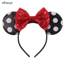 Mouse Ear Hairbands For Girls 5" Hair Bows Big Flip Sequins Ears DIY Kids Hair Accessories Headband Boutique Mujer