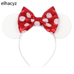 Mouse Ear Hairbands For Girls 5" Hair Bows Big Flip Sequins Ears DIY Kids Hair Accessories Headband Boutique Mujer