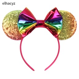 Mouse Ear Hairbands For Girls 5" Hair Bows Big Flip Sequins Ears DIY Kids Hair Accessories Headband Boutique Mujer