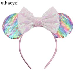 Mouse Ear Hairbands For Girls 5" Hair Bows Big Flip Sequins Ears DIY Kids Hair Accessories Headband Boutique Mujer