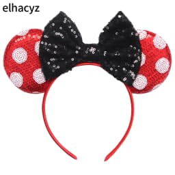 Mouse Ear Hairbands For Girls 5" Hair Bows Big Flip Sequins Ears DIY Kids Hair Accessories Headband Boutique Mujer