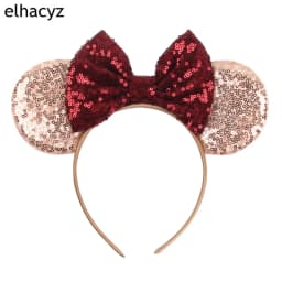 Mouse Ear Hairbands For Girls 5" Hair Bows Big Flip Sequins Ears DIY Kids Hair Accessories Headband Boutique Mujer