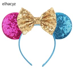 Mouse Ear Hairbands For Girls 5" Hair Bows Big Flip Sequins Ears DIY Kids Hair Accessories Headband Boutique Mujer