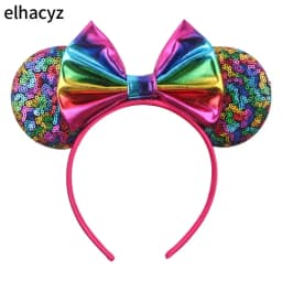 Mouse Ear Hairbands For Girls 5" Hair Bows Big Flip Sequins Ears DIY Kids Hair Accessories Headband Boutique Mujer