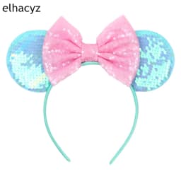 Mouse Ear Hairbands For Girls 5" Hair Bows Big Flip Sequins Ears DIY Kids Hair Accessories Headband Boutique Mujer