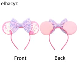 Mouse Ear Hairbands For Girls 5" Hair Bows Big Flip Sequins Ears DIY Kids Hair Accessories Headband Boutique Mujer
