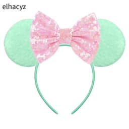 Mouse Ear Hairbands For Girls 5" Hair Bows Big Flip Sequins Ears DIY Kids Hair Accessories Headband Boutique Mujer