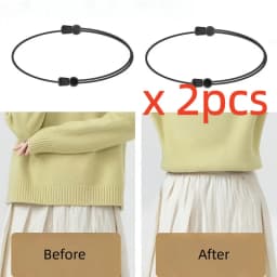 2pcs/pack Elastic Adjustable Belt | Casual Style, Non-Textile Fiber, Round Button, Plastic Buckle