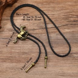 Western Cowboy Bolo Tie Necklace Personality Retro Fashion Horse Pendant Vintage Plating Adjustable Rope Cowboy Rope Necklace