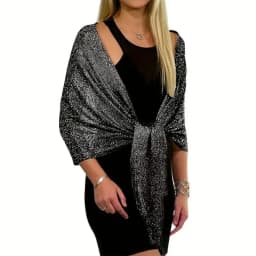 Elegant Shiny Metallic Scarf Long Gold Silver Thread Party Evening Dress Scarf with Tassel Bridal Wedding Wrap