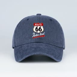 Vintage Route 66 "The Mother Road" Print Washed Baseball Cap Adjustable Unisex Biker Travel Sun Hat