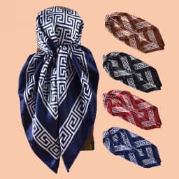 1pc Geometric Letter Print Satin Square Scarf Women's Spring Fashion Hair Accessory Can Be Used as Belt Bag Decor Silk Headband