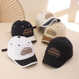Fashion Embroidered Letter Patched Mountain Peak Short Brim Baseball Cap, Soft Top Adjustable Snapback Hat for Outdoor Cycling