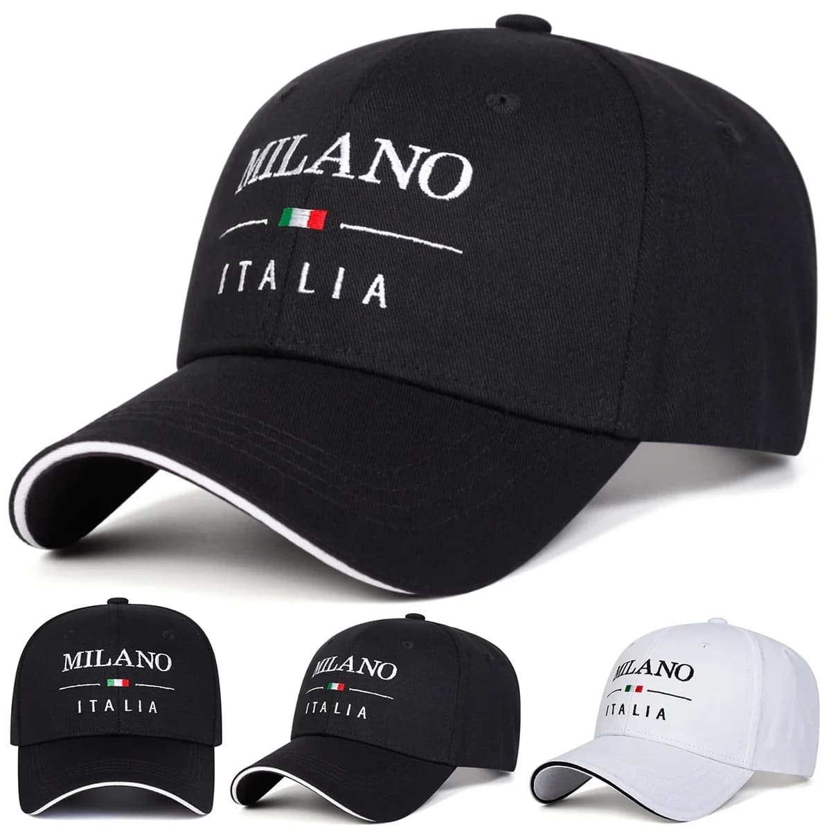 Unisex MILANO ITALIA Letter Embroidery Baseball Caps Spring Autumn Outdoor Adjustable Casual Hats Sunscreen Hat Sports Cap