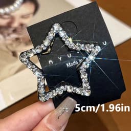 2 Rhinestone Star-Shaped Hair Clips, Side Clips for Bangs at the Back of the Head, Simple Star-Shaped Hairpins for Women, Gift Suitable for Eld, Ramadan Holiday Gift
