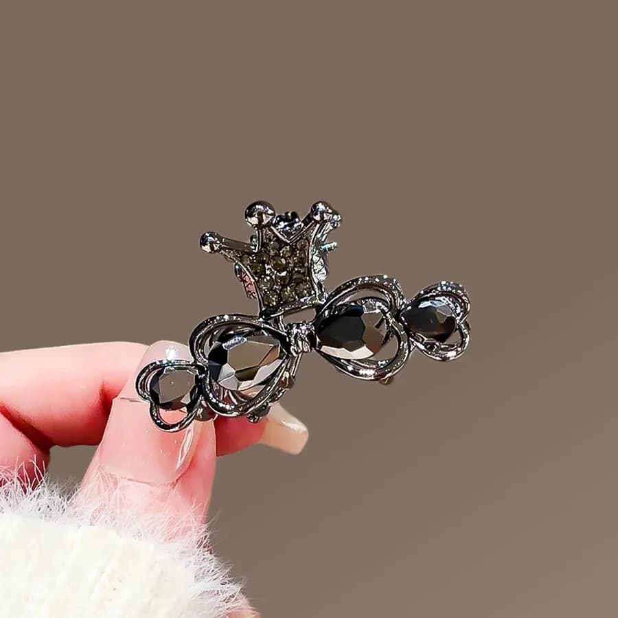 Luxury Crystal Crown Hair Claw Clips for Women, Medium Size Elegant Shark Clips for Half Up Half Down Hairstyles Hair Clip