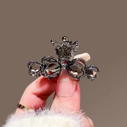 Luxury Crystal Crown Hair Claw Clips for Women, Medium Size Elegant Shark Clips for Half Up Half Down Hairstyles Hair Clip