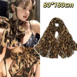New Soft Leopard Print Scarf Thin Fabric Big Size Headband Neckscarf Trendy Voile Elegant Stoles Wrap Women Fashion