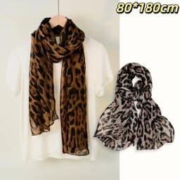 New Soft Leopard Print Scarf Thin Fabric Big Size Headband Neckscarf Trendy Voile Elegant Stoles Wrap Women Fashion