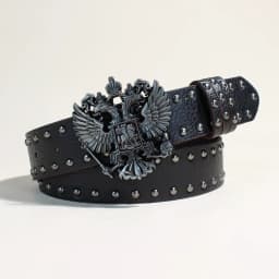 Black Punk Style PU Leather Belt with Metal Studs Unisex Gothic Fashion Accessory