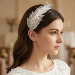 1pc Bridal Feather Headband – Soft Plume Hair Hoop, Perfect for Wedding & Photoshoot Styling.