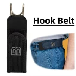 Upgraded Elastic Invisible Buckleless Belt, Adjustable Waistband with Metal Water Bottle Hook, Unisex Daily Outdoor Sports Waist