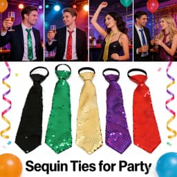 1pcs Unisex Shinning Sequins Tie Casual Tie Sequin Tie Adjustable Zipper Necktie for Festival Dance Costume Party Event Wedding