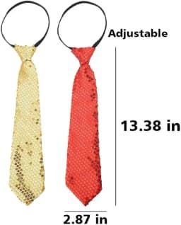 1pcs Unisex Shinning Sequins Tie Casual Tie Sequin Tie Adjustable Zipper Necktie for Festival Dance Costume Party Event Wedding