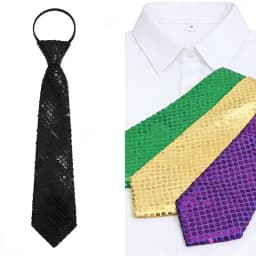 1pcs Unisex Shinning Sequins Tie Casual Tie Sequin Tie Adjustable Zipper Necktie for Festival Dance Costume Party Event Wedding
