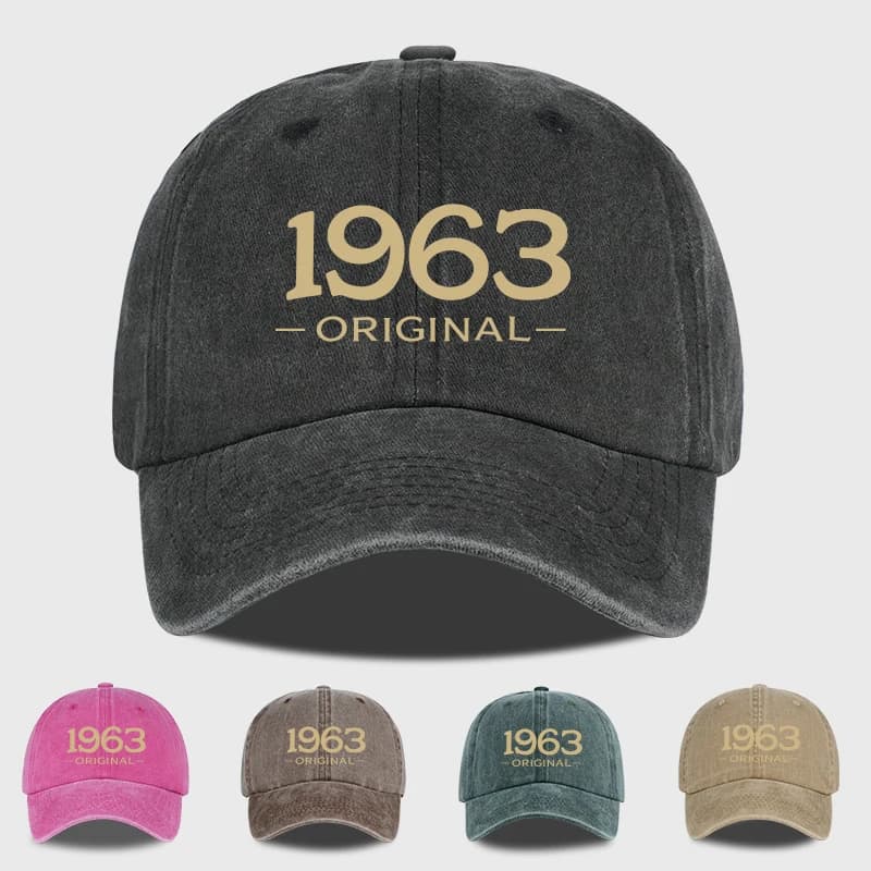 Retro 1963 Original Printed Washed Baseball Cap - Adjustable, Outdoor, Casual, Unisex, Dad Cap - Father's Day Gift