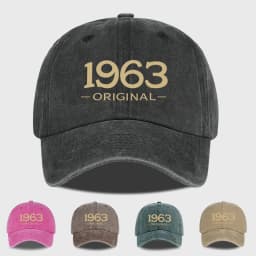 Retro 1963 Original Printed Washed Baseball Cap - Adjustable, Outdoor, Casual, Unisex, Dad Cap - Father's Day Gift