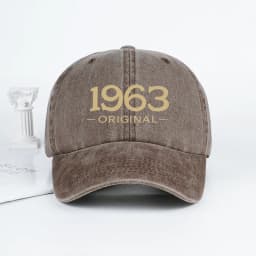 Retro 1963 Original Printed Washed Baseball Cap - Adjustable, Outdoor, Casual, Unisex, Dad Cap - Father's Day Gift
