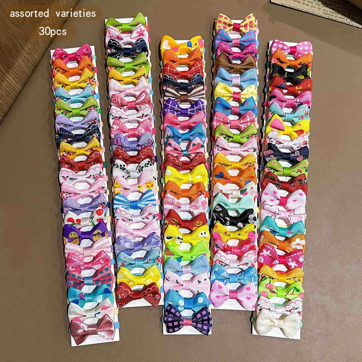 30 randomly printed butterfly bows with colorful patterns, sweet wind-driven hair string suitable for daily use