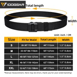 IDOGEAR SPORTS Tactical Ratchet Belt 1.5” EDC Gun Belt Reinforce Heavy Duty Belt With Adjustable Buckle 3430