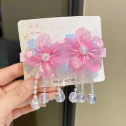 2Pcs Children's Hanfu Headdress Flower Tassel Ancient Style Clip Hair Accessories Chinese Style Little Girl Tassel Girl Hairpin