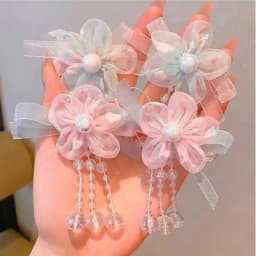 2Pcs Children's Hanfu Headdress Flower Tassel Ancient Style Clip Hair Accessories Chinese Style Little Girl Tassel Girl Hairpin