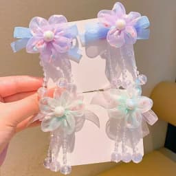 2Pcs Children's Hanfu Headdress Flower Tassel Ancient Style Clip Hair Accessories Chinese Style Little Girl Tassel Girl Hairpin