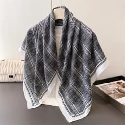90*90Cm Square Scarf Cotton Linen Feeling Women Head Shawl Wraps Luxury Hairband Stripe Print Neck Scarves Hijab Bandana Pareo