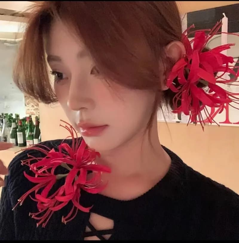 1Pc Super Fairy Lycoris Radiata Hair Clip Aesthetic Side Barrettes Broken Hair Fixed Clip Seaside Photo Hair Accessories Elegant