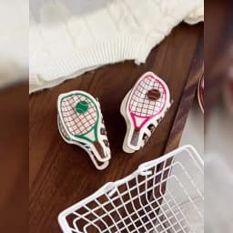 Ins Sporty Tennis Racket Hair Claw, Pvc Fashion Shark Clip, Stylish Back Head Hair Accessories For Women Casual Outdoor Daily