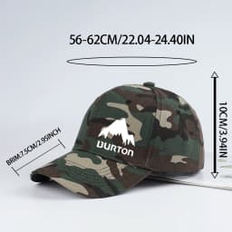 Burton Camouflage Mountain Print Baseball Cap—Adjustable Brim Outdoor Hat, Perfect for Camping and Outdoor Adventures