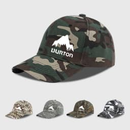Burton Camouflage Mountain Print Baseball Cap—Adjustable Brim Outdoor Hat, Perfect for Camping and Outdoor Adventures