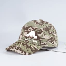 Burton Camouflage Mountain Print Baseball Cap—Adjustable Brim Outdoor Hat, Perfect for Camping and Outdoor Adventures